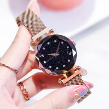 Load image into Gallery viewer, Women Watches Rose Gold Starry Sky Luxury Magnetic Mesh Rhinestone Quartz Wristwatch Lady Female Diamond Watch relogio feminino