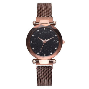 Women Watches Rose Gold Starry Sky Luxury Magnetic Mesh Rhinestone Quartz Wristwatch Lady Female Diamond Watch relogio feminino