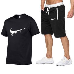 Quality Men's Sets T Shirts+shorts Men Brand Clothing 2 Piece Set Tracksuit Fashion Casual Tshirt Gyms Workout Fitness Tees Sets