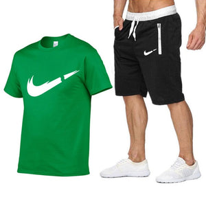 Quality Men's Sets T Shirts+shorts Men Brand Clothing 2 Piece Set Tracksuit Fashion Casual Tshirt Gyms Workout Fitness Tees Sets