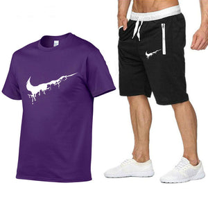 Quality Men's Sets T Shirts+shorts Men Brand Clothing 2 Piece Set Tracksuit Fashion Casual Tshirt Gyms Workout Fitness Tees Sets