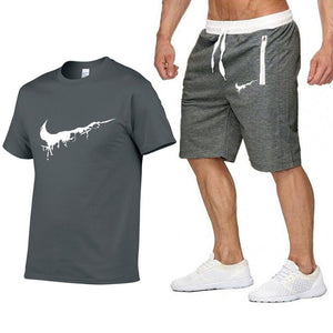 Quality Men's Sets T Shirts+shorts Men Brand Clothing 2 Piece Set Tracksuit Fashion Casual Tshirt Gyms Workout Fitness Tees Sets