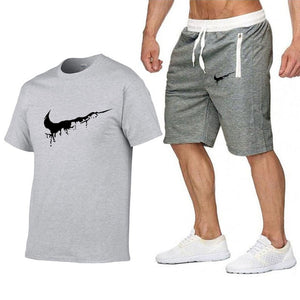 Quality Men's Sets T Shirts+shorts Men Brand Clothing 2 Piece Set Tracksuit Fashion Casual Tshirt Gyms Workout Fitness Tees Sets