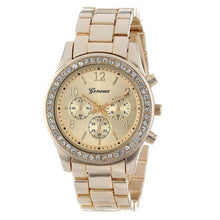 Load image into Gallery viewer, Crystal dial Faux Chronograph Quartz Plated Classic Round Ladies Women Crystals Watch women watches silver women watches luxury