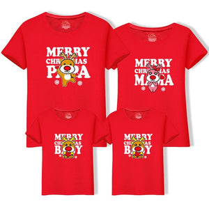 Dad Mom Baby Christmas T-Shirt Clothing for Family Matching Outfits Clothes Mother Daughter Father Son Look Mommy and Me Shirt