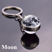 Load image into Gallery viewer, Solar System Planet Keyring Galaxy Nebula Space Keychain Moon Earth Sun Mars Art Picture Double Side Glass Ball Key Chain