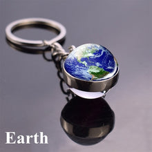 Load image into Gallery viewer, Solar System Planet Keyring Galaxy Nebula Space Keychain Moon Earth Sun Mars Art Picture Double Side Glass Ball Key Chain