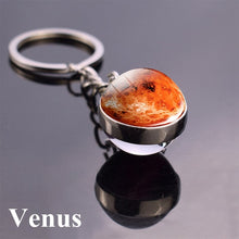 Load image into Gallery viewer, Solar System Planet Keyring Galaxy Nebula Space Keychain Moon Earth Sun Mars Art Picture Double Side Glass Ball Key Chain