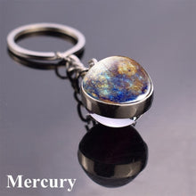 Load image into Gallery viewer, Solar System Planet Keyring Galaxy Nebula Space Keychain Moon Earth Sun Mars Art Picture Double Side Glass Ball Key Chain