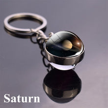 Load image into Gallery viewer, Solar System Planet Keyring Galaxy Nebula Space Keychain Moon Earth Sun Mars Art Picture Double Side Glass Ball Key Chain