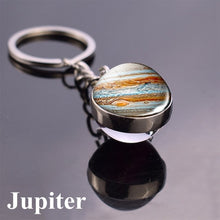 Load image into Gallery viewer, Solar System Planet Keyring Galaxy Nebula Space Keychain Moon Earth Sun Mars Art Picture Double Side Glass Ball Key Chain