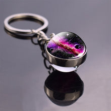 Load image into Gallery viewer, Solar System Planet Keyring Galaxy Nebula Space Keychain Moon Earth Sun Mars Art Picture Double Side Glass Ball Key Chain