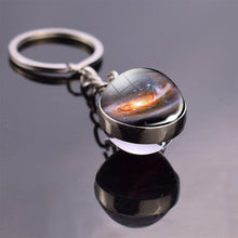 Load image into Gallery viewer, Solar System Planet Keyring Galaxy Nebula Space Keychain Moon Earth Sun Mars Art Picture Double Side Glass Ball Key Chain