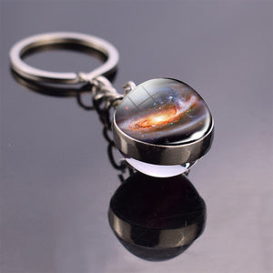 Solar System Planet Keyring Galaxy Nebula Space Keychain Moon Earth Sun Mars Art Picture Double Side Glass Ball Key Chain