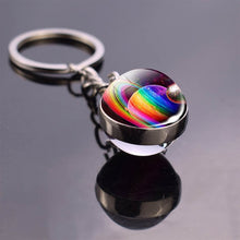 Load image into Gallery viewer, Solar System Planet Keyring Galaxy Nebula Space Keychain Moon Earth Sun Mars Art Picture Double Side Glass Ball Key Chain