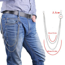 Load image into Gallery viewer, BLA Metal Trousers Pant Chain Punk Hip-hop Chain Waist Link Metal Silver Key Chain Jeans Waist Link Keyring Jewelry Z30