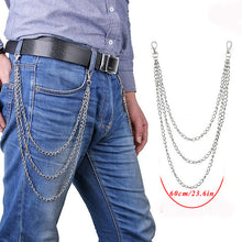 Load image into Gallery viewer, BLA Metal Trousers Pant Chain Punk Hip-hop Chain Waist Link Metal Silver Key Chain Jeans Waist Link Keyring Jewelry Z30