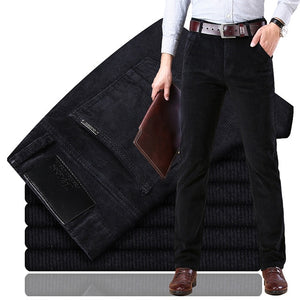 new Corduroy men's casual pants 2019 classic middle-aged business straight stretch casual streetwear brand wine red casual pants