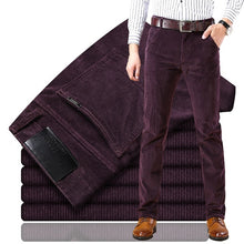 Load image into Gallery viewer, new Corduroy men&#39;s casual pants 2019 classic middle-aged business straight stretch casual streetwear brand wine red casual pants