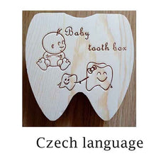 Load image into Gallery viewer, Baby Tooth Box Poland/English/Dutch/Russian/French /Italian  Wooden Milk Teeth Organizer Storage Boys Girls Baby Souvenirs Gift