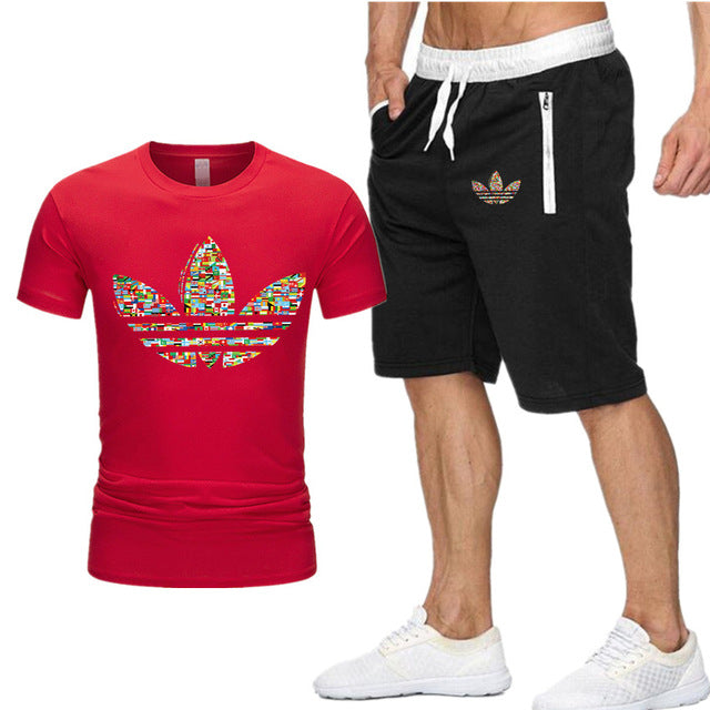 2019 new T Shirt+Shorts Sets Men Jordan Printed Summer Suits Casual Tshirt Men Tracksuits Brand Clothing Tops Tees Set Male