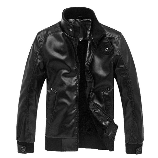 CYSINCOS 2019 New Fashion Autumn Male Leather Jacket Plus Size 3XL Black Brown Mens Stand Collar  Coats Leather Biker Jackets