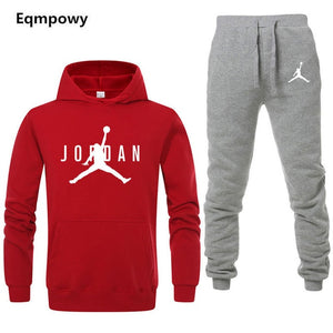 Brand Jordan Clothing Men's Casual Sweatshirts Pullover Men tracksuit Hoodies Two Piece +Pants Sport Shirts Autumn Winter Set