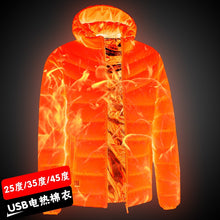 Load image into Gallery viewer, 2019 NEW Men Heated Jackets Outdoor Coat USB Electric Battery Long Sleeves Heating Hooded Jackets Warm Winter Thermal Clothing