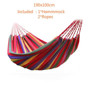 Portable Hammock Chair Outdoor Garden Hammock Hanging Chair for Home Travel Camping Hiking Swing Canvas Stripe Hammock Swings