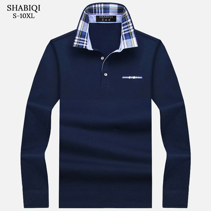 SHABIQI New Brand Men's Solid Long Sleeve Polo Shirt Men Autumn Full Sleeve Warm Shirt Casual Pocket Tops Plus Size S-10XL