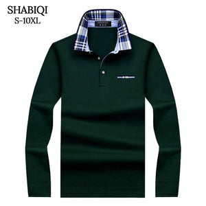 SHABIQI New Brand Men's Solid Long Sleeve Polo Shirt Men Autumn Full Sleeve Warm Shirt Casual Pocket Tops Plus Size S-10XL