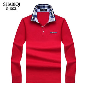 SHABIQI New Brand Men's Solid Long Sleeve Polo Shirt Men Autumn Full Sleeve Warm Shirt Casual Pocket Tops Plus Size S-10XL