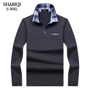 SHABIQI New Brand Men's Solid Long Sleeve Polo Shirt Men Autumn Full Sleeve Warm Shirt Casual Pocket Tops Plus Size S-10XL