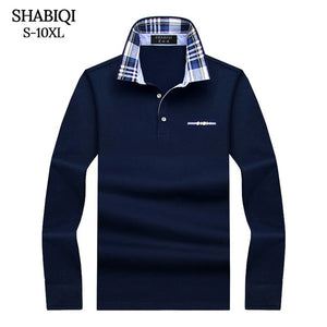 SHABIQI New Brand Men's Solid Long Sleeve Polo Shirt Men Autumn Full Sleeve Warm Shirt Casual Pocket Tops Plus Size S-10XL