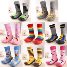 Load image into Gallery viewer, Newborn Baby Boys Girls Socks With Anti-Slip Soft Rubber Soled Outdoor Foot Socks Infant Children Animal Cartoon Floor Booties