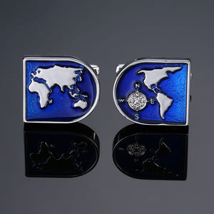 Men's French shirts cufflinks wholesale environmental protection enamel  baking polishing Blue crystal pattern cufflinks