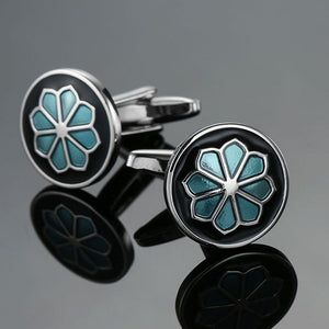 Men's French shirts cufflinks wholesale environmental protection enamel  baking polishing Blue crystal pattern cufflinks