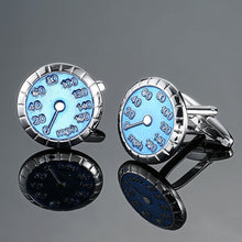 Load image into Gallery viewer, Men&#39;s French shirts cufflinks wholesale environmental protection enamel  baking polishing Blue crystal pattern cufflinks