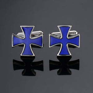 Men's French shirts cufflinks wholesale environmental protection enamel  baking polishing Blue crystal pattern cufflinks