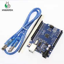 Load image into Gallery viewer, HWAYEH high quality One set UNO R3 CH340G+MEGA328P Chip 16Mhz For Arduino UNO R3 Development board + USB CABLE