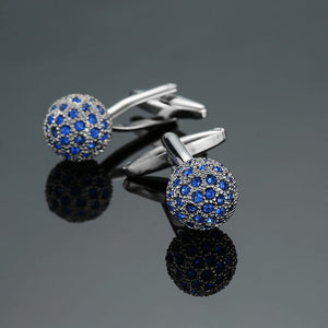 Novelty Luxury Blue white Cufflinks for Mens  Brand High Quality crown Crystal gold silver Cufflinks Shirt Cuff Links