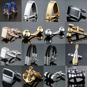 Factory direct sales wholesale French shirt cuff Cufflink button gold silver men fashion brand double leather Cufflinks