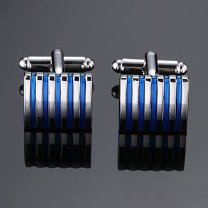 Copper quality enamel square stripes gold silver black flower cufflinks Top brand men's French shirt cufflinks