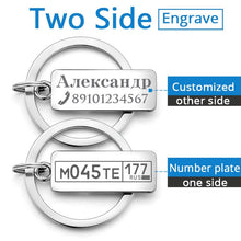 Load image into Gallery viewer, Customized Engraved Keychain For Car Logo Plate Number Personalized Gift Anti-lost Keyring Key Chain Ring P009C