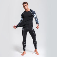 Load image into Gallery viewer, Men&#39;s Sports Suit Compression Clothing Fitness Training kit Thermal Underwear MMA rashgard male Quick drying shirt Sportswear