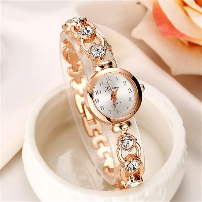 Ladies Elegant Wrist Watches Women Bracelet Rhinestones Analog Quartz Watch Women's Crystal Small Dial Watch Reloj #B