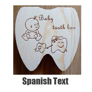 Baby Tooth Box Poland/English/Dutch/Russian/French /Italian  Wooden Milk Teeth Organizer Storage Boys Girls Baby Souvenirs Gift