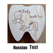 Load image into Gallery viewer, Baby Tooth Box Poland/English/Dutch/Russian/French /Italian  Wooden Milk Teeth Organizer Storage Boys Girls Baby Souvenirs Gift