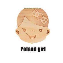 Load image into Gallery viewer, Baby Tooth Box Poland/English/Dutch/Russian/French /Italian  Wooden Milk Teeth Organizer Storage Boys Girls Baby Souvenirs Gift