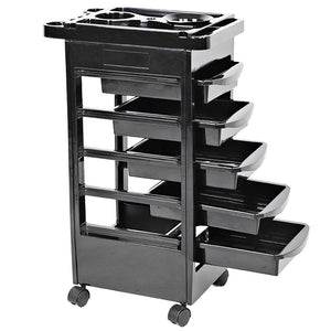 5 Drawers Hair Salon Instrument Storage Cart Adjustable Height Trolley Beauty Tools